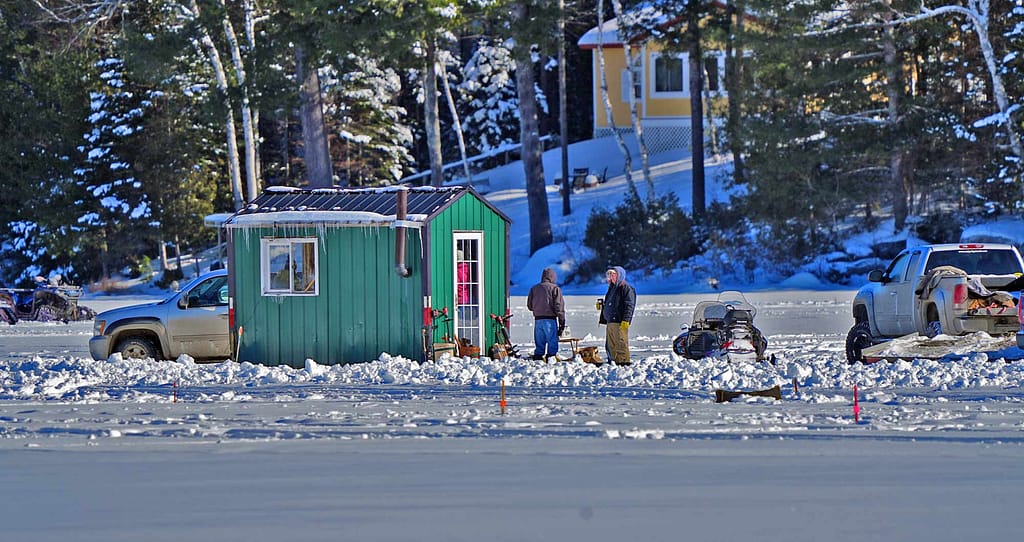 maine ice fishing shacks