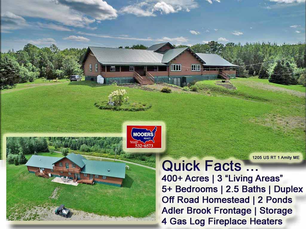 For Sale Log Home, Land, 1205 Us Rt 1, Amity, Maine