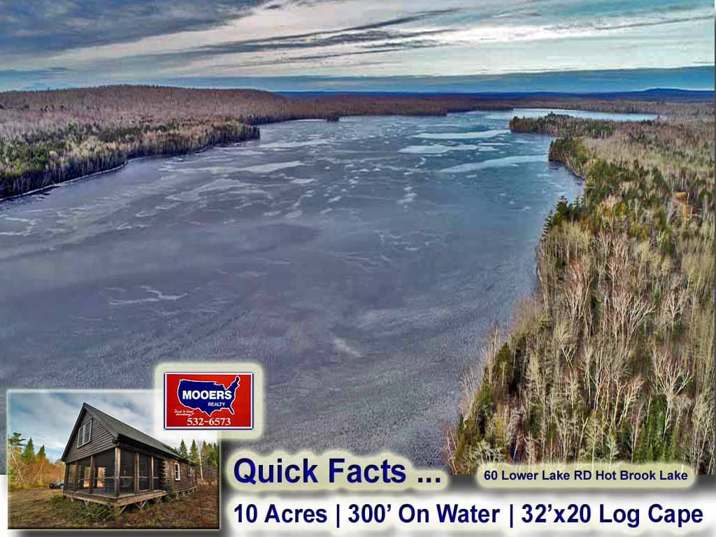 For Sale Lake Front Log Cabin and Land 60 Lower Lake Road, Danforth, Maine