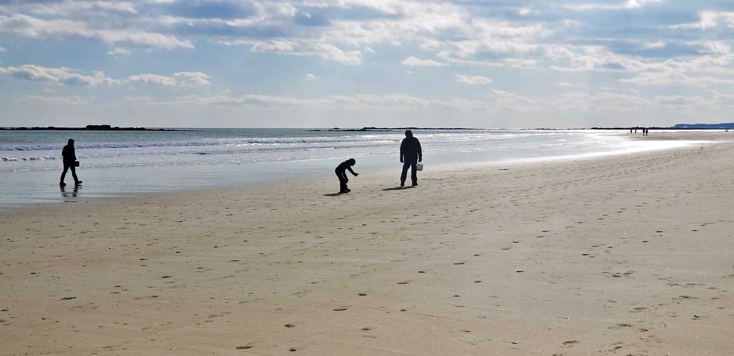 Freedom On A Maine Beach. Winter Helps The Spacing On The Sand.