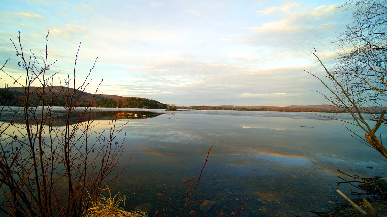 ice melting on a maine lake