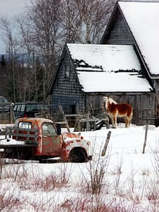 winter farmsteading scene photo