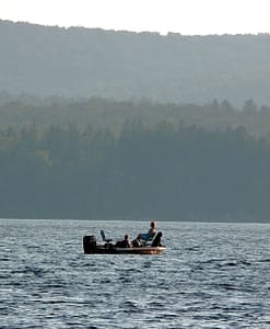 maine fishing boat on lake