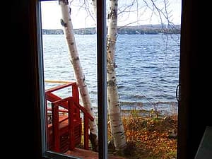 log cabin lake view