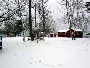 winter camps on a lake