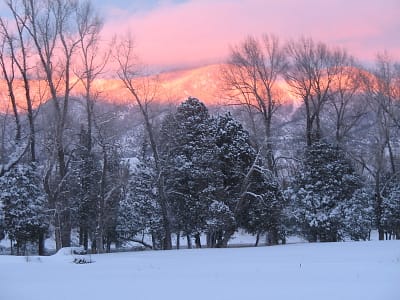 winter sunset in maine photo