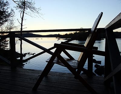 maine deck chair lake photo