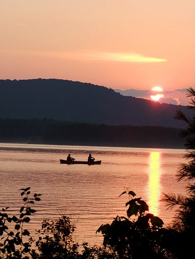 lake sunset in maine photo
