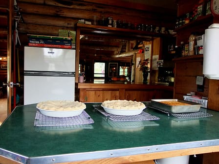 pies cooloing in maine camp photo