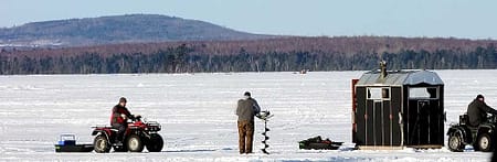 maine lake ice fishing photo