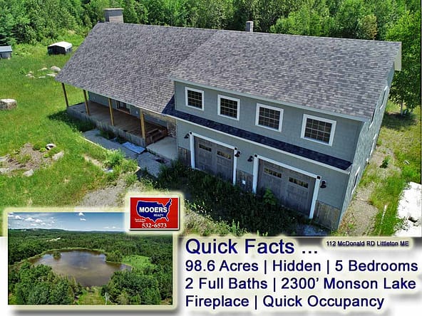 For Sale Lake Front Home, Land, 112 Mcdonald Road, Littleton, Maine