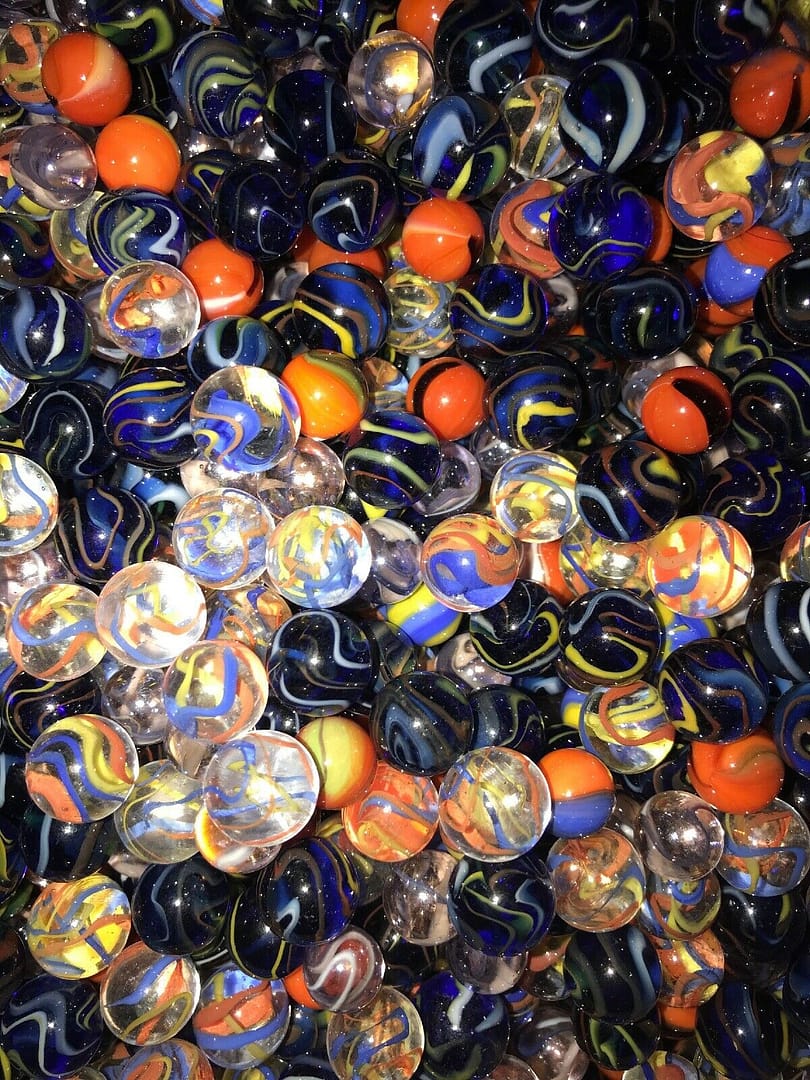 brightly colored marbles