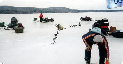 camp life maine ice fishing photo